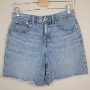 J.Crew Jean Shorts Womens 28 Denim Mid Length Raw Hem Fringe Blue